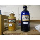 TWO VINTAGE CHEMIST BOTTLES ETC