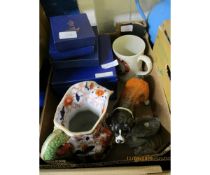 BOX BESWICK DOG, REPRODUCTION IRONSTONE JUG ETC