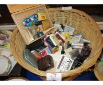 BASKET CONTAINING VARIOUS MATCH CASES AND HOLDERS