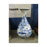 CHINESE BLUE AND WHITE BALUSTER VASE
