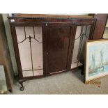 MAHOGANY DEMI-LUNE DISPLAY CABINET WITH GLAZED FRONT AND SIDES