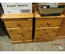 PAIR OF MODERN PINE THREE DRAWER BEDSIDE CABINETS