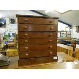 STAINED PINE SPECIMEN CABINET WITH SIX DRAWERS