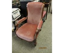 VICTORIAN PINK UPHOLSTERED ARMCHAIR