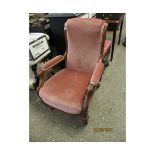 VICTORIAN PINK UPHOLSTERED ARMCHAIR