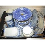 BOX OF VARIOUS BLUE PRINTED WARES ETC