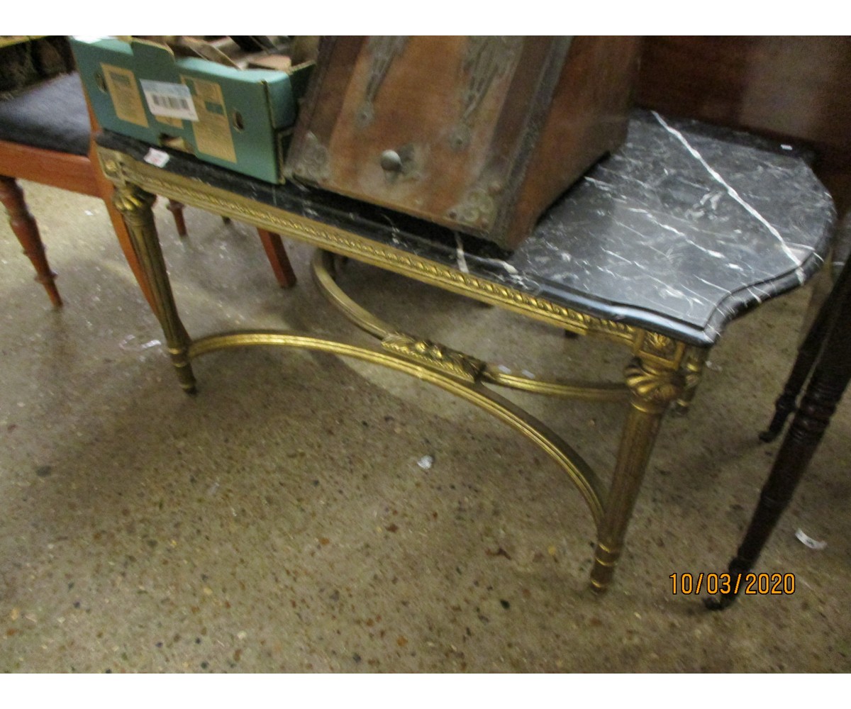 REPRODUCTION FAUX MARBLE AND GILDED COFFEE TABLE