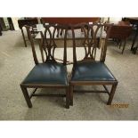 PAIR OF CHIPPENDALE STYLE MAHOGANY DINING CHAIRS WITH DROP IN SEATS