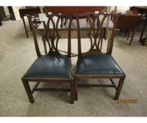 PAIR OF CHIPPENDALE STYLE MAHOGANY DINING CHAIRS WITH DROP IN SEATS