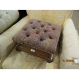 RE-UPHOLSTERED MAHOGANY BUTTON BACK FOOT STOOL