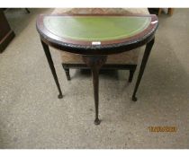 REPRODUCTION GREEN LEATHER INSET DEMI-LUNE TABLE