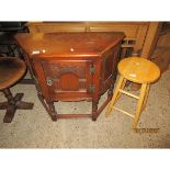 REPRODUCTION OAK CREDENCE TYPE TABLE AND FURTHER LIGHT WOOD STOOL