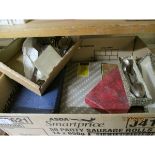 BOX VARIOUS SETS OF PLATED CUTLERY ETC