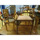 INLAID EDWADIAN SMALL CORNER CHAIR AND BENTWOOD CHILD’S CARVER CHAIR