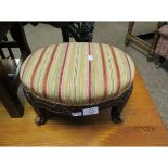 MAHOGANY CARVED OVAL FOOT STOOL