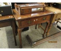 MAHOGANY SIDE TABLE WITH CROSS BANDED TOP AND SINGLE DRAWER