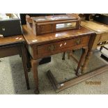 MAHOGANY SIDE TABLE WITH CROSS BANDED TOP AND SINGLE DRAWER