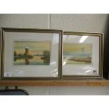 TWO MODERN WATERCOLOURS OF BROADLAND SCENES