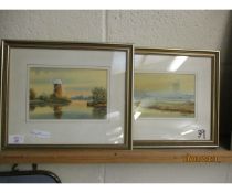 TWO MODERN WATERCOLOURS OF BROADLAND SCENES