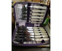 FITTED CASE OF FISH KNIVES AND FORKS