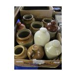 BOX VARIOUS STONEWARE JARS ETC