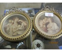 PAIR OF GILT FRAMED OVAL PRINTS