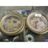 PAIR OF GILT FRAMED OVAL PRINTS