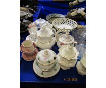 VARIOUS 19TH CENTURY AND OTHER TEA POTS, DECORATIVE ITEMS ETC