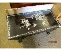 REPRODUCTION INLAID GLASS TOPPED COFFEE TABLE