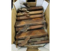 BOX OF VARIOUS VINTAGE MOULDING PLANES