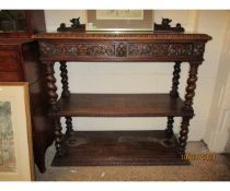 OAK GOTHIC STYLE THREE TIER BUFFET