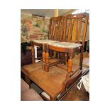OAK DRAW LEAF DINING TABLE AND FOUR DINING CHAIRS
