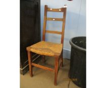 ARTS & CRAFTS STYLE OAK AND RUSH SEATED BEDROOM CHAIR