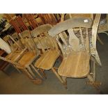 BEECHWOOD SET OF SIX HARD SEATED KITCHEN CHAIRS