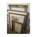 LARGE GILDED PICTURE FRAME, VARIOUS OTHER FRAMES, PICTURES ETC