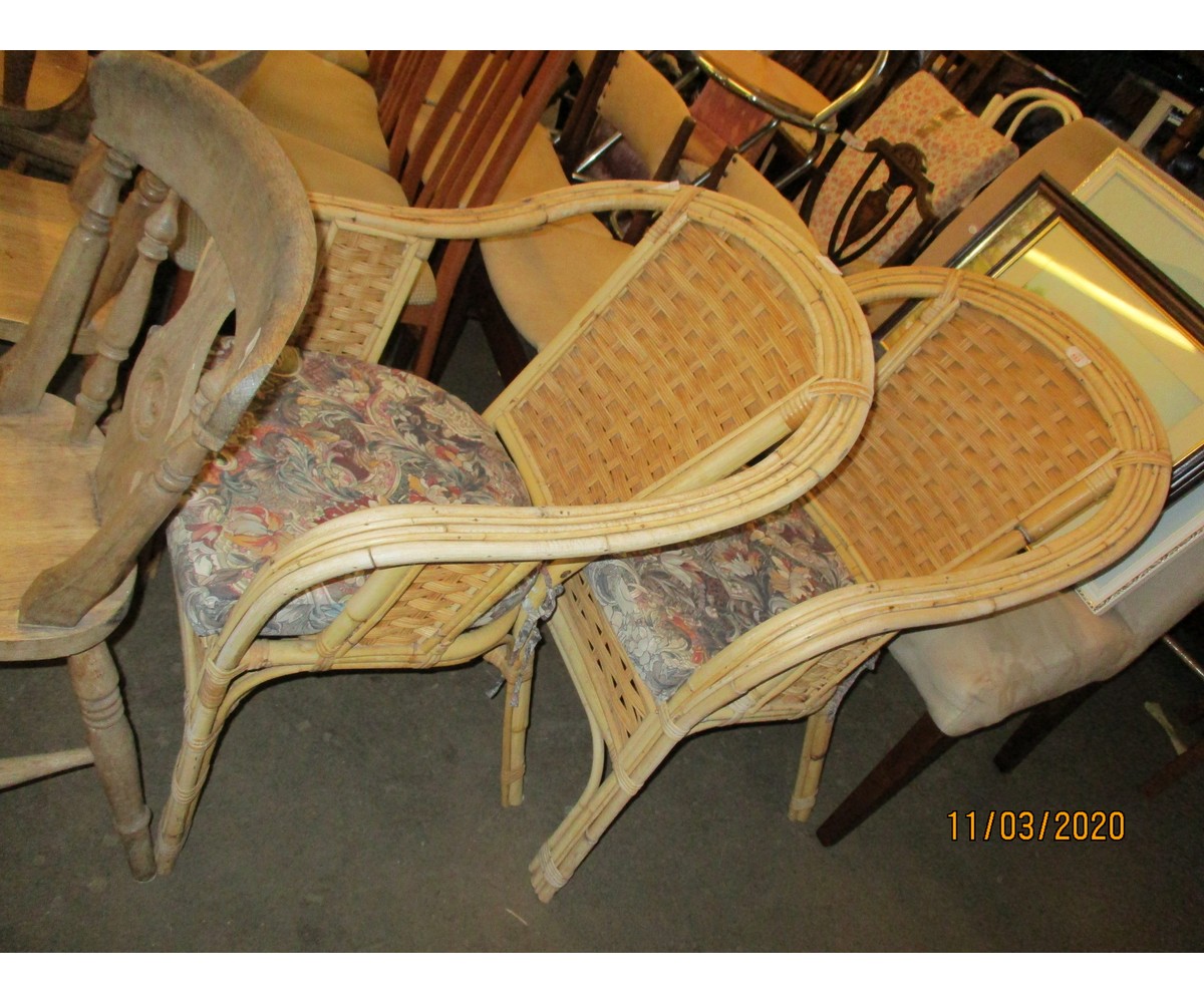 PAIR OF MODERN BASKET WORK CHAIRS