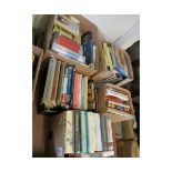 FIVE BOXES OF BOOKS, COOKERY BOOKS ETC