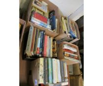 FIVE BOXES OF BOOKS, COOKERY BOOKS ETC