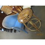 LLOYD LOOM CHAIR AND CANE STOOL