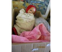 BOX OF VARIOUS VINTAGE DOLLS ETC