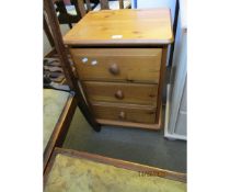 PINE THREE DRAWER BEDSIDE CABINET