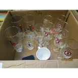 BOX OF VARIOUS COMMEMORATIVE AND OTHER DRINKING GLASSES