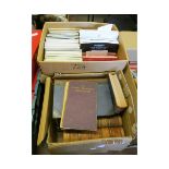 TWO BOXES OF VARIOUS AUCTION CATALOGUES, STRAND MAGAZINE VOLUMES ETC