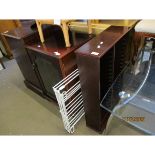 REPRODUCTION GLAZED FRONTED CUPBOARD, FOLDING DRIER AND DVD RACK