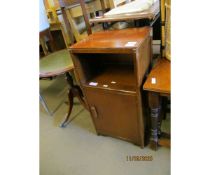 PLYWOOD FORMED SIDE CABINET WITH OPEN SHELF AND CUPBOARD DOOR