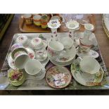 TRAY OF DRESSING TABLE SET, VARIOUS CUPS AND SAUCERS