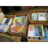 FOUR BOXES OF VARIOUS CHILDREN’S BOOKS, REFERENCE BOOKS ETC