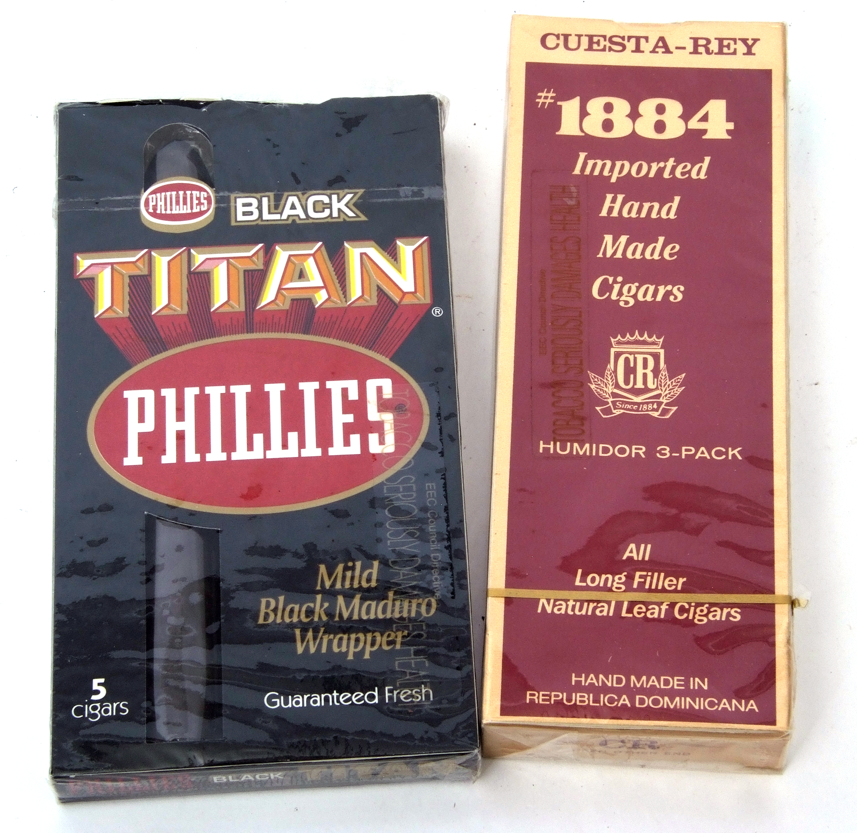Phillies Black Titan five cigars and Questa-Rey 1884 humidor three-pack cigars