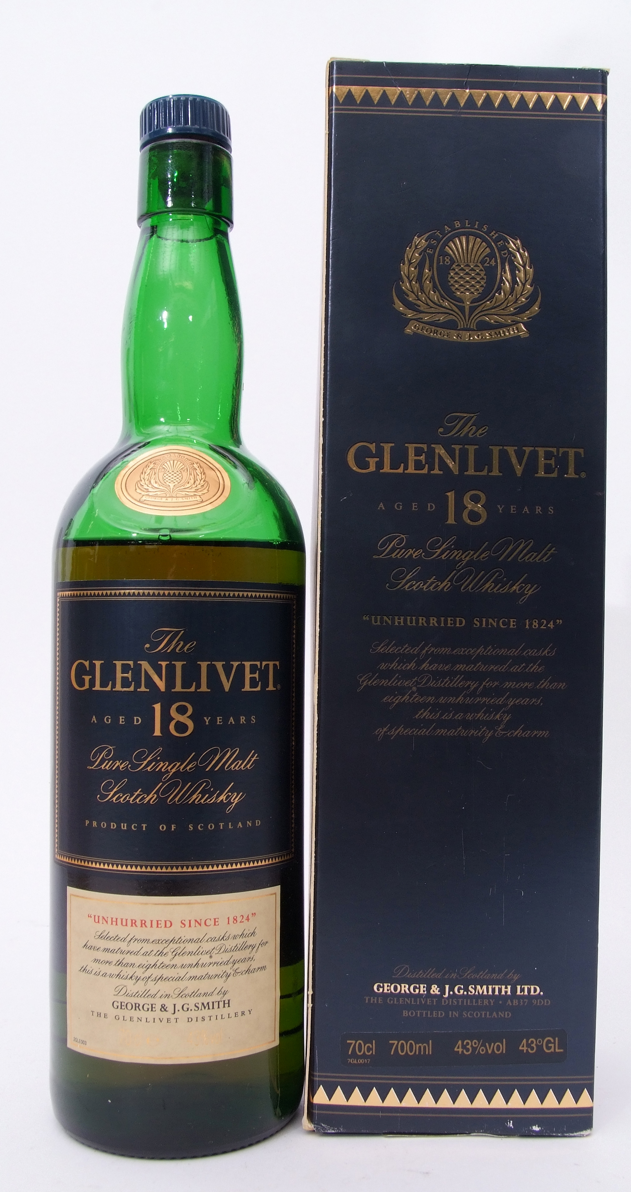 The Glenlivet 18yo Single Malt Scotch Whisky "Unhurried since 1824", 43% vol, 70cl, boxed
