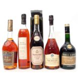 Mixed Lot: various cognac: Normandin (boxed), Remy Landier, Martel, Three barrels VSOP, Paul